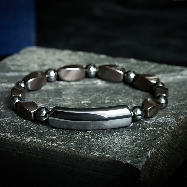 Buddha Stones Bracciale minimalista con barretta di ematite per radicamento e potente - image 3