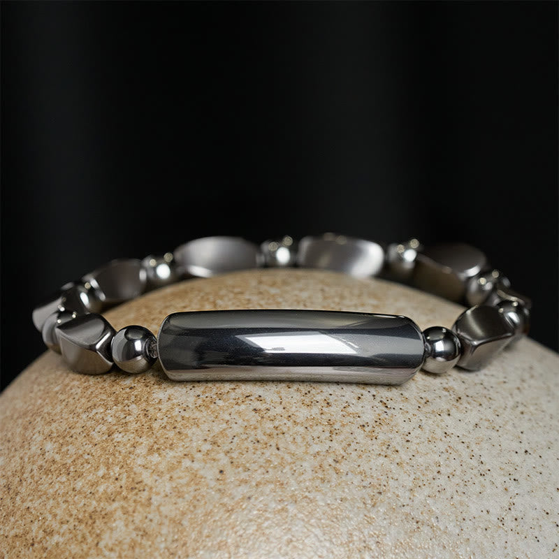 Buddha Stones Bracciale minimalista con barretta di ematite per radicamento e potente - image 2