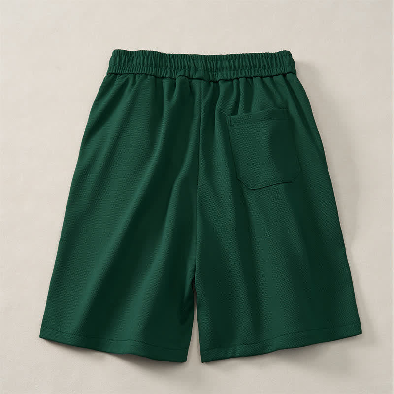 Buddha Stones Pantaloncini da uomo estivi in ​​stile boho con coulisse in vita elasticizzata e finiture geometriche, con tasche. - image 1