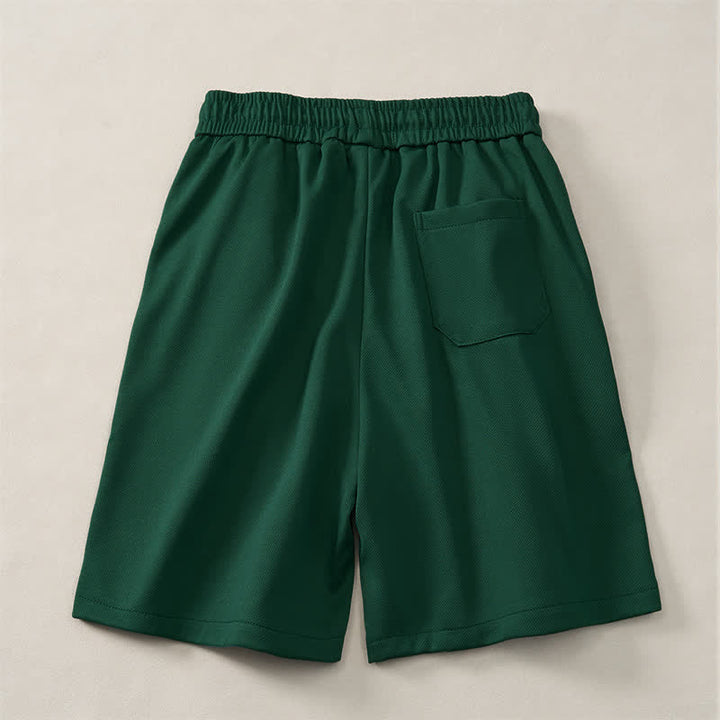 Buddha Stones Pantaloncini da uomo estivi in ​​stile boho con coulisse in vita elasticizzata e finiture geometriche, con tasche. - image 1