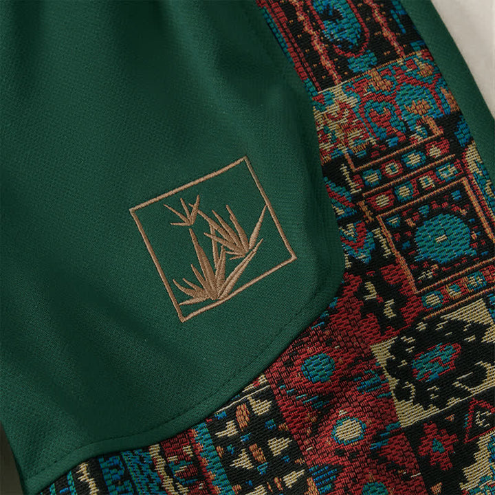 Buddha Stones Pantaloncini da uomo estivi in ​​stile boho con coulisse in vita elasticizzata e finiture geometriche, con tasche. - image 7