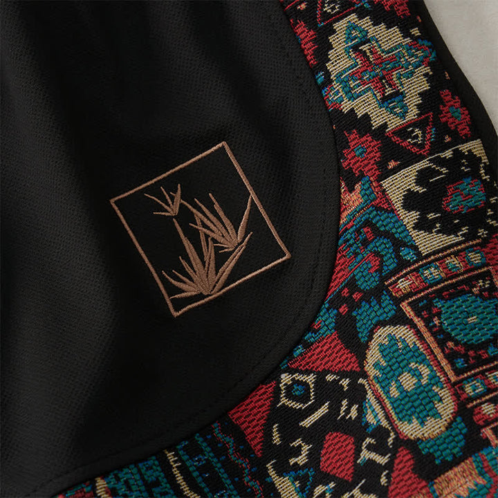 Buddha Stones Pantaloncini da uomo estivi in ​​stile boho con coulisse in vita elasticizzata e finiture geometriche, con tasche. - image 15