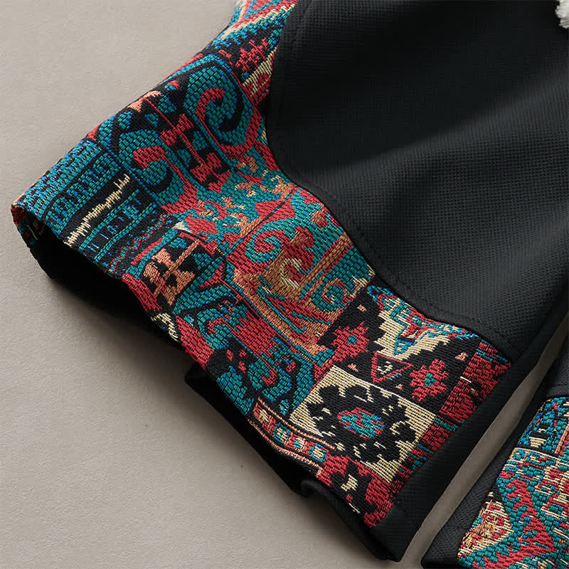 Buddha Stones Pantaloncini da uomo estivi in ​​stile boho con coulisse in vita elasticizzata e finiture geometriche, con tasche. - image 14