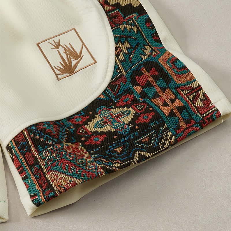 Buddha Stones Pantaloncini da uomo estivi in ​​stile boho con coulisse in vita elasticizzata e finiture geometriche, con tasche. - image 23
