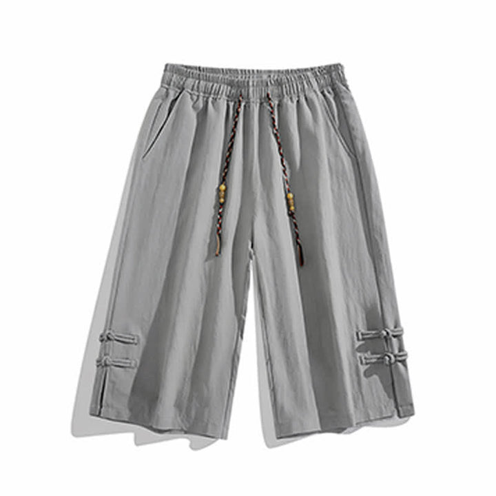 Buddha Stones Pantaloni estivi casual boho con coulisse, tinta unita, da uomo, gamba dritta, con tasca - image 20