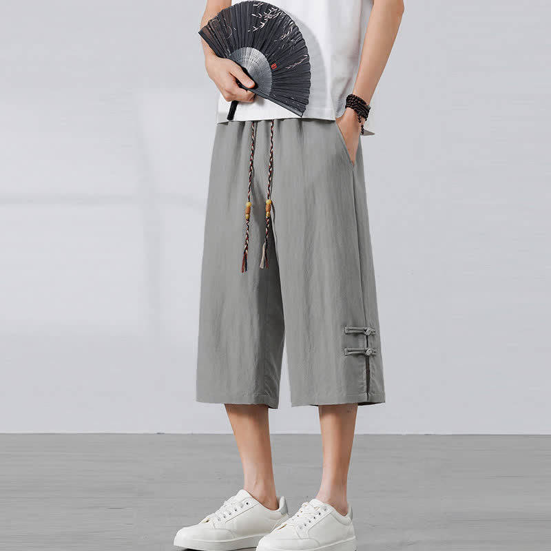 Buddha Stones Pantaloni estivi casual boho con coulisse, tinta unita, da uomo, gamba dritta, con tasca - image 16