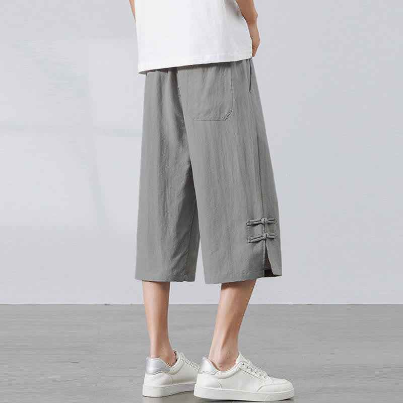 Buddha Stones Pantaloni estivi casual boho con coulisse, tinta unita, da uomo, gamba dritta, con tasca - image 18