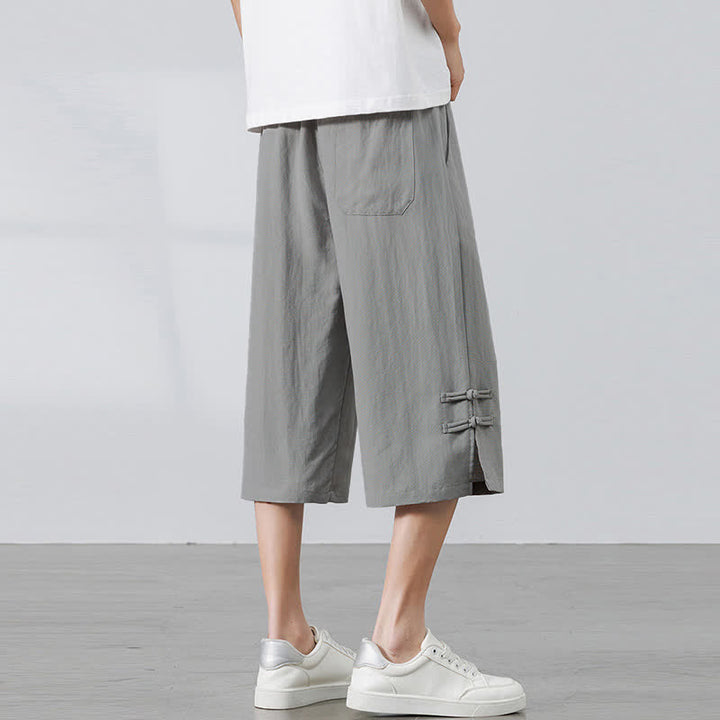 Buddha Stones Pantaloni estivi casual boho con coulisse, tinta unita, da uomo, gamba dritta, con tasca - image 18
