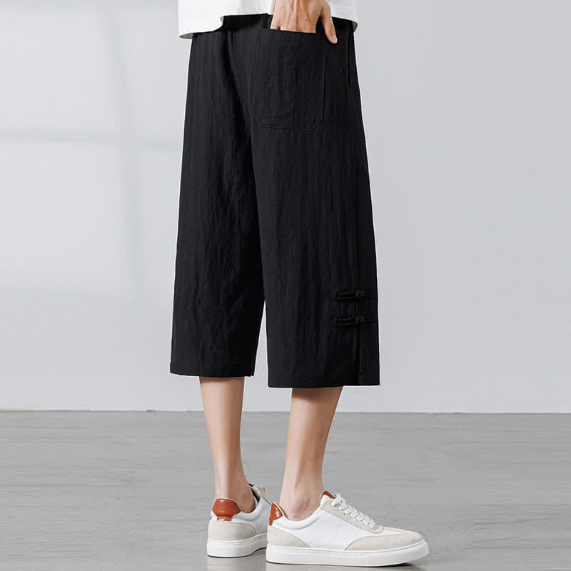 Buddha Stones Pantaloni estivi casual boho con coulisse, tinta unita, da uomo, gamba dritta, con tasca - image 11