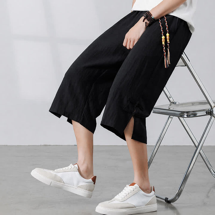 Buddha Stones Pantaloni estivi casual boho con coulisse, tinta unita, da uomo, gamba dritta, con tasca - image 12