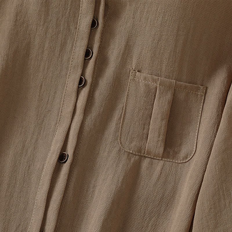 Buddha Stones Camicia da donna primaverile casual e minimalista a maniche a tre quarti con taschino applicato, tinta unita e bottoni. - image 12