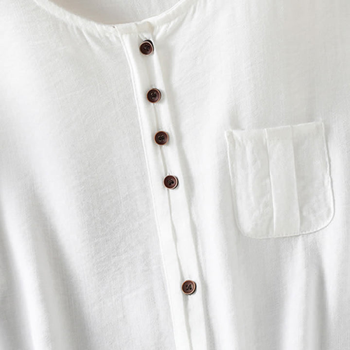 Buddha Stones Camicia da donna primaverile casual e minimalista a maniche a tre quarti con taschino applicato, tinta unita e bottoni. - image 33