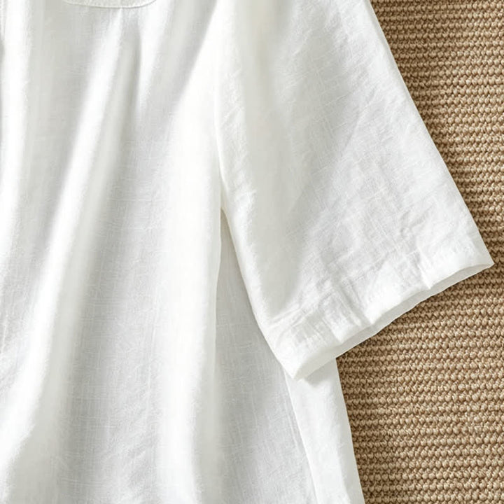 Buddha Stones Camicia da donna primaverile casual e minimalista a maniche a tre quarti con taschino applicato, tinta unita e bottoni. - image 35
