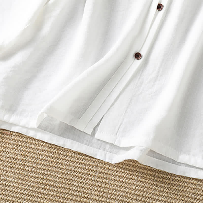 Buddha Stones Camicia da donna primaverile casual e minimalista a maniche a tre quarti con taschino applicato, tinta unita e bottoni. - image 34