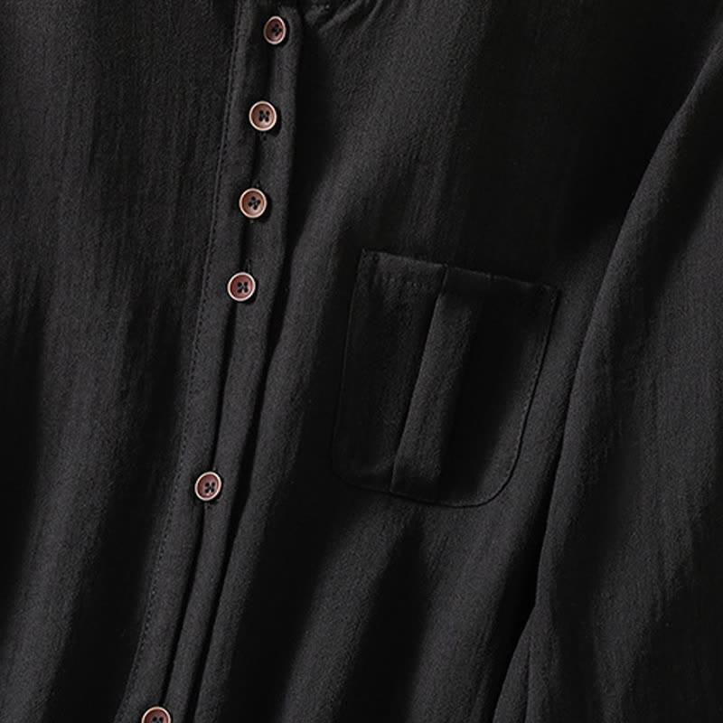 Buddha Stones Camicia da donna primaverile casual e minimalista a maniche a tre quarti con taschino applicato, tinta unita e bottoni. - image 24