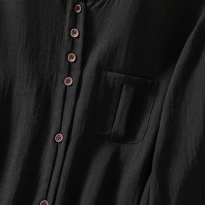 Buddha Stones Camicia da donna primaverile casual e minimalista a maniche a tre quarti con taschino applicato, tinta unita e bottoni. - image 24