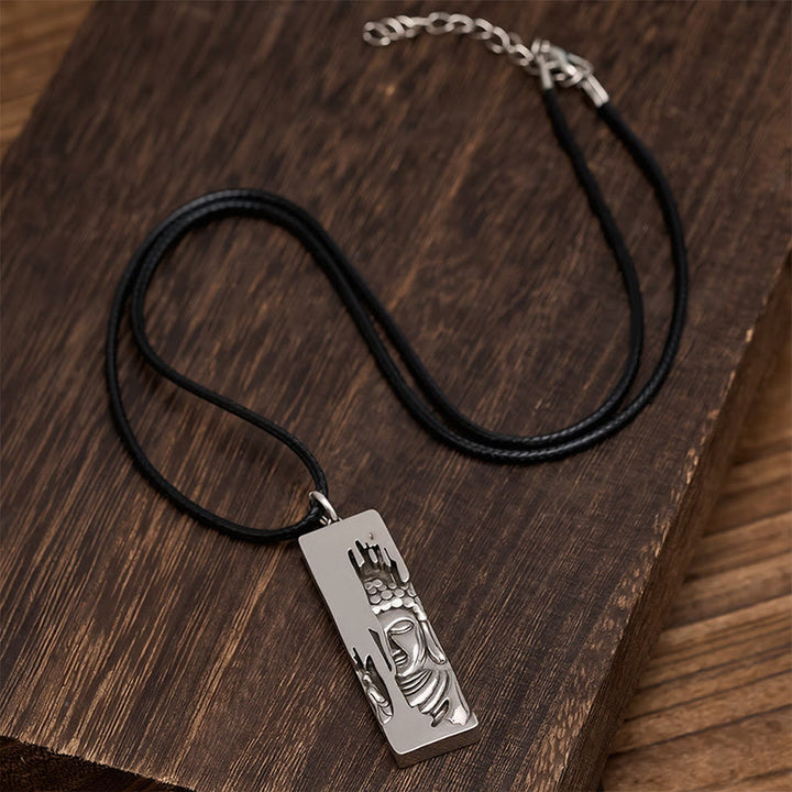 Collana con ciondolo portafortuna in stile vintage Buddha Stones Tathagata Buddha, amuleto di protezione e forza, portafortuna. - image 5