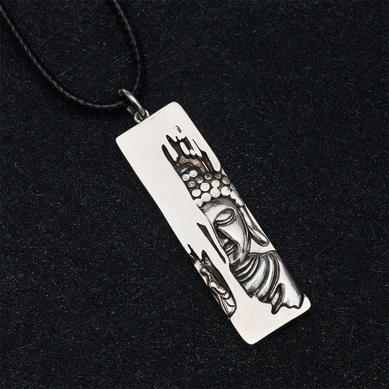 Collana con ciondolo portafortuna in stile vintage Buddha Stones Tathagata Buddha, amuleto di protezione e forza, portafortuna. - image 3