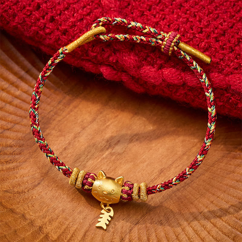 Buddha Stones Braccialetto di equilibrio con filo a forma di pesce gatto in rame, colori assortiti - Rosso (Circonferenza del polso: 5,5–6,3 pollici/14–16 cm) - image 0