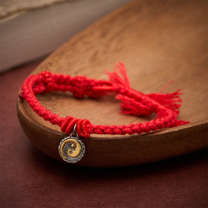 Buddha Stones Bracciale di equilibrio in rame Yin Yang con filo rosso - image 3