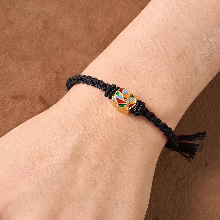 Buddha Stones Bracciale regolabile tibetano con elefante e cordino rosso. - image 12