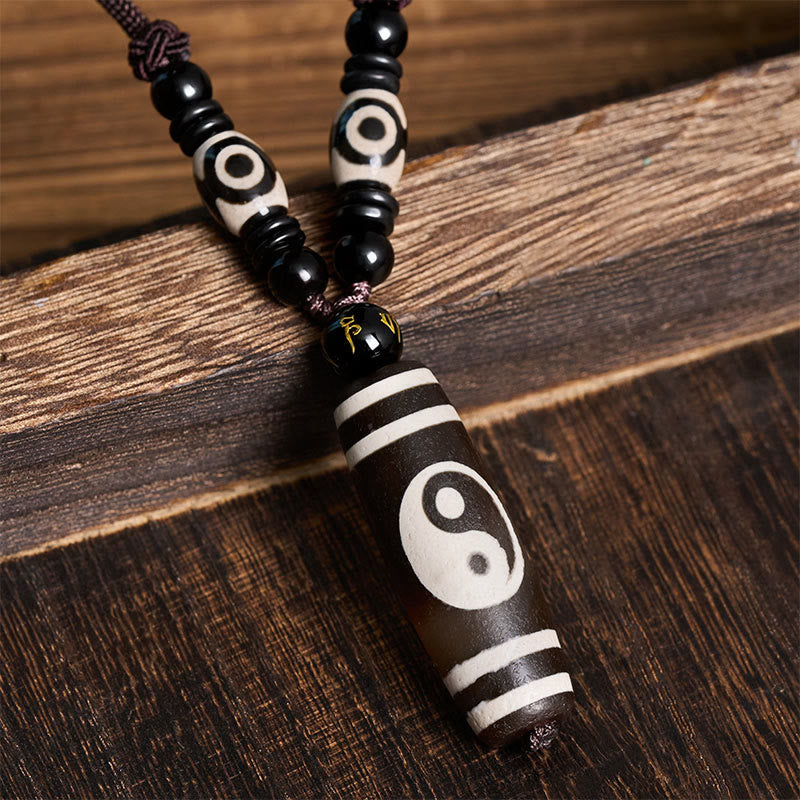 Buddha Stones Collana con simbolo Yin Yang e onice nera - image 1