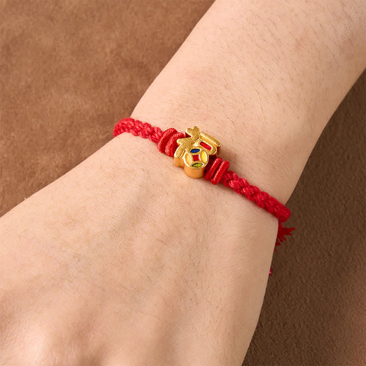 Buddha Stones Bracciale regolabile tibetano con carattere Fu, filo rosso e bilancia - image 4