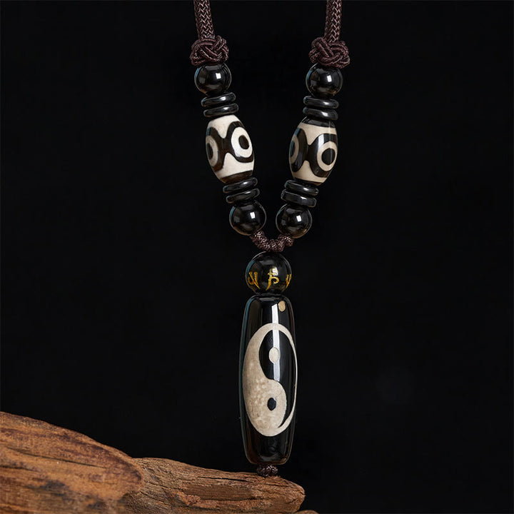 Buddha Stones Collana con corda Yin Yang e onice nera - image 3