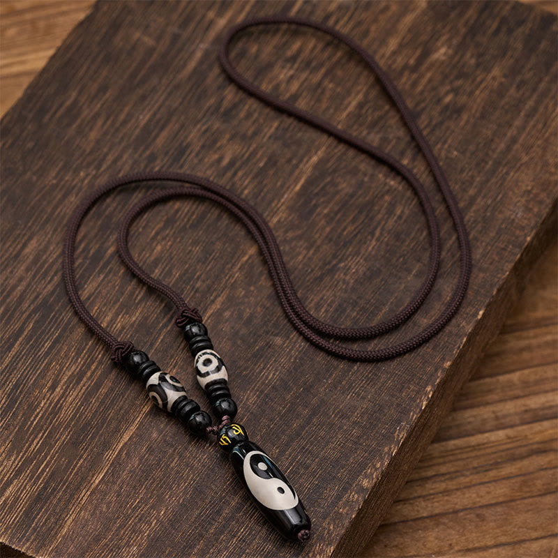 Buddha Stones Collana con corda Yin Yang e onice nera - image 1
