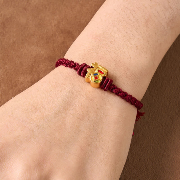 Buddha Stones Bracciale regolabile tibetano con carattere Fu, filo rosso e bilancia - image 10