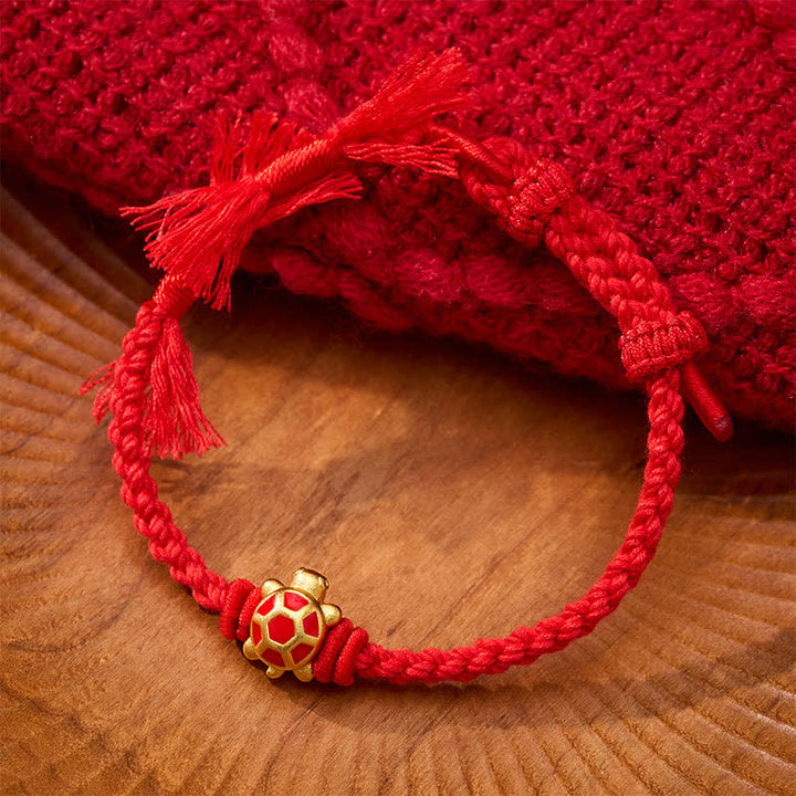 Buddha Stones Bracciale regolabile Longevità Tartaruga con Cordino Rosso Bilancia Tibet - image 1