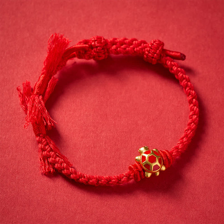 Buddha Stones Bracciale regolabile Longevità Tartaruga con Cordino Rosso Bilancia Tibet - image 4