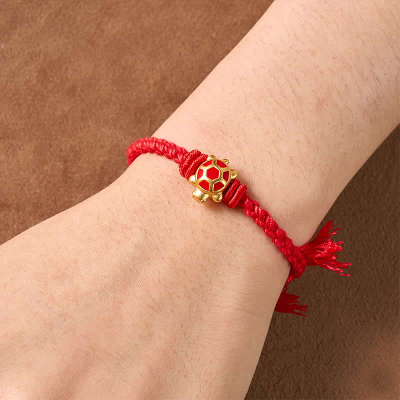 Buddha Stones Bracciale regolabile Longevità Tartaruga con Cordino Rosso Bilancia Tibet - image 3