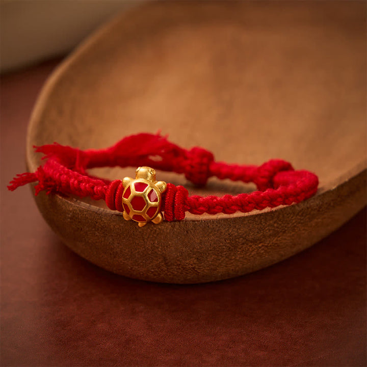Buddha Stones Bracciale regolabile Longevità Tartaruga con Cordino Rosso Bilancia Tibet - image 2