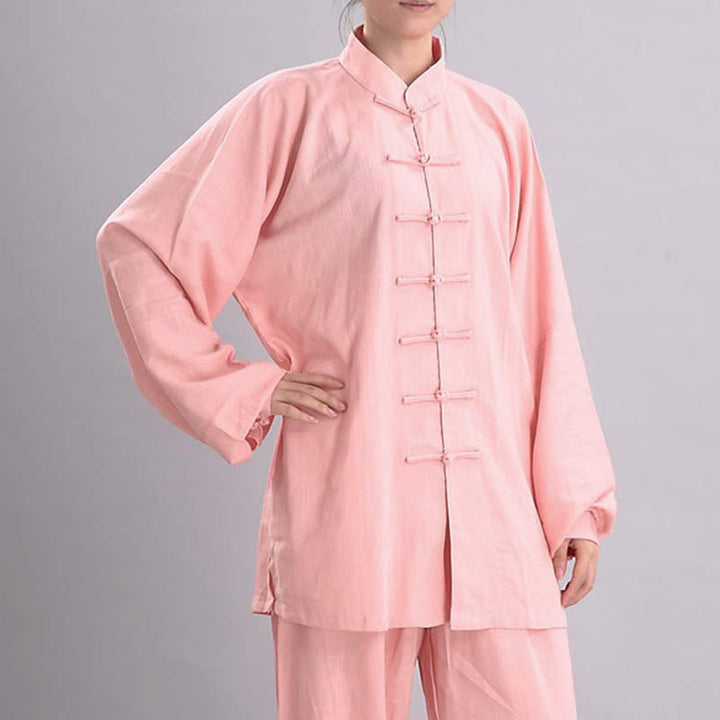 Buddha Stones Meditazione Zen Preghiera Spirituale Tai Chi Qigong Pratica Unisex Ricamo Abbigliamento Set - Maglia a maniche lunghe rosa - US12, UK/AU16, EU44 (2XL) - image 5