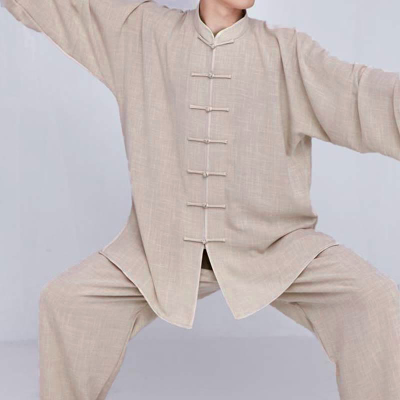 Buddha Stones Meditazione Zen Preghiera Spirituale Tai Chi Qigong Pratica Unisex Ricamo Abbigliamento Set - Maglia a maniche lunghe color kaki - US14, UK/AU18, EU46 (3XL) - image 8