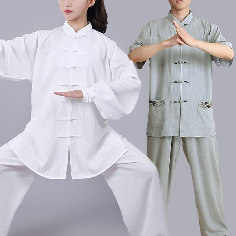 Buddha Stones Meditazione Zen Preghiera Spirituale Tai Chi Qigong Pratica Unisex Ricamo Abbigliamento Set - image 1