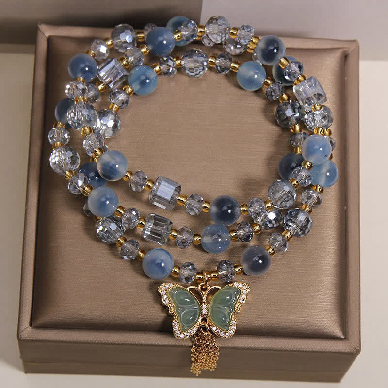 Buddha Stones Bracciale a strati con farfalla in agata Blue Candy e simbolo di fiducia in sé stessi - image 4