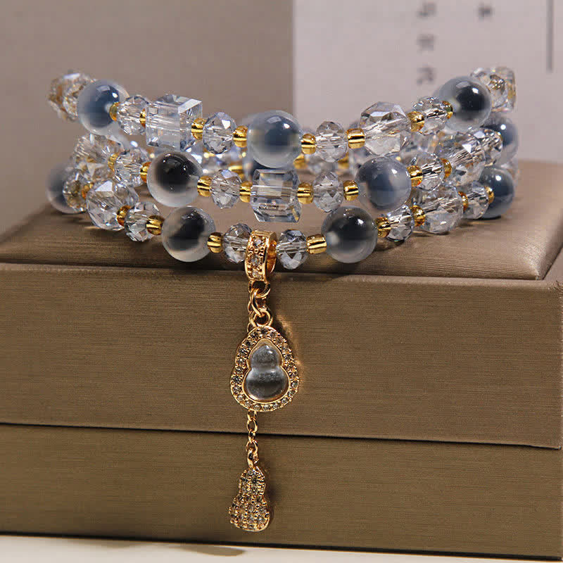 Buddha Stones Bracciale Harmony a triplo giro con ciondolo a zucca in agata caramellata - image 1