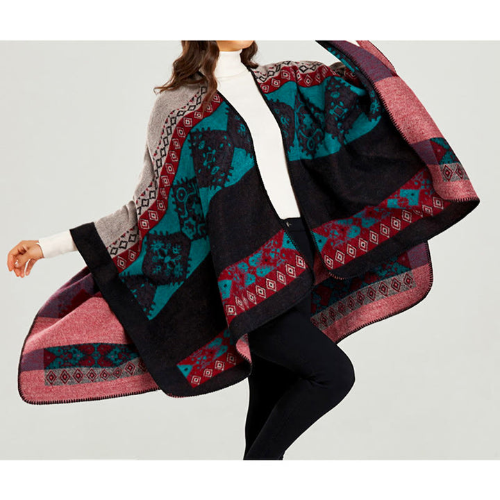 Scialle tibetano con motivo a diamante Buddha Stones, caldo mantello invernale - image 19