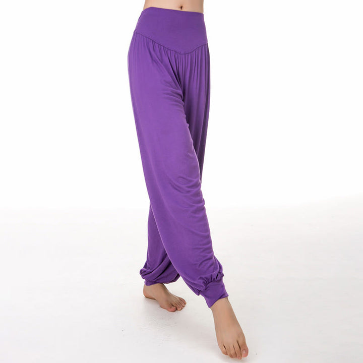 Pantaloni harem da yoga e danza in modal, tinta unita, Buddha Stones - Orchidea media - US12, UK/AU16, EU44 (3XL) - image 23