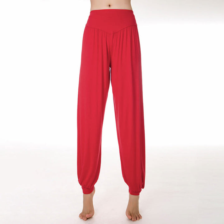 Pantaloni harem da yoga e danza in modal, tinta unita, Buddha Stones - Rosso - US12, UK/AU16, EU44 (3XL) - image 25