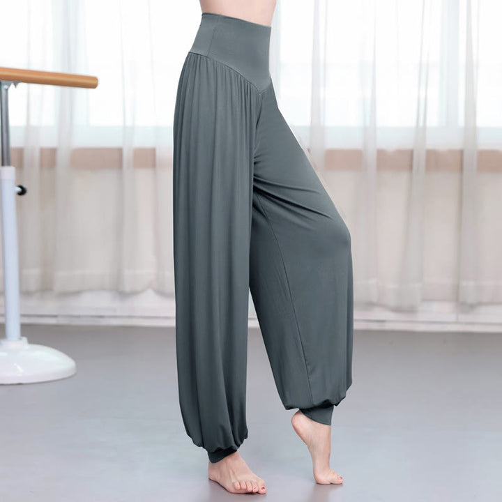 Pantaloni harem da yoga e danza in modal, tinta unita, Buddha Stones - Grigio scuro - US12, UK/AU16, EU44 (3XL) - image 12