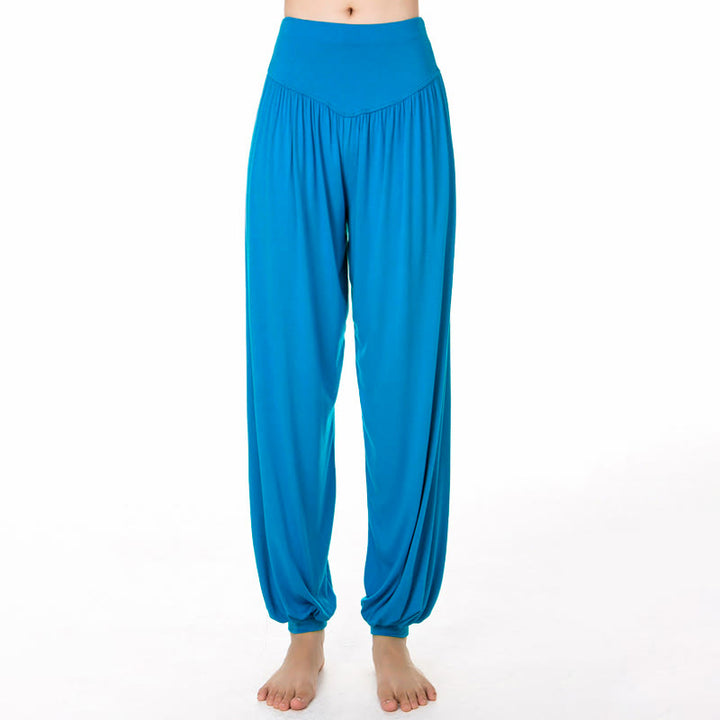 Pantaloni harem da yoga e danza in modal, tinta unita, Buddha Stones - Blu cielo profondo - US12, UK/AU16, EU44 (3XL) - image 18