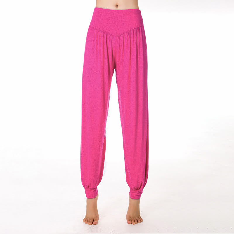 Pantaloni harem da yoga e danza in modal, tinta unita, Buddha Stones - Rosa acceso - US12, UK/AU16, EU44 (3XL) - image 22