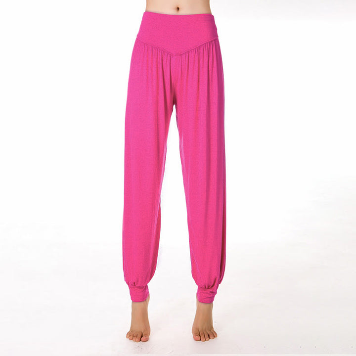 Pantaloni harem da yoga e danza in modal, tinta unita, Buddha Stones - Rosa acceso - US12, UK/AU16, EU44 (3XL) - image 22