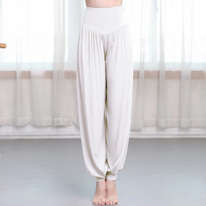 Pantaloni harem da yoga e danza in modal, tinta unita, Buddha Stones - Bianco - US12, UK/AU16, EU44 (3XL) - image 16