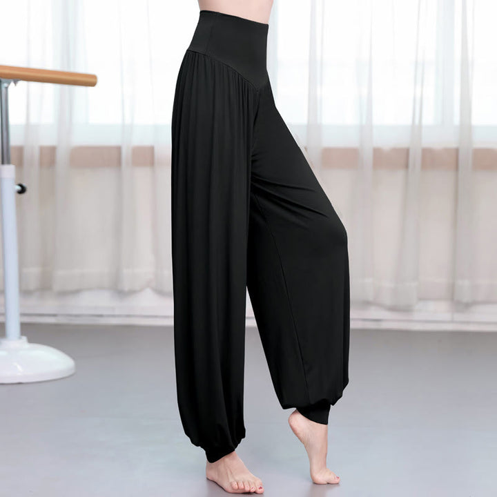 Pantaloni harem da yoga e danza in modal, tinta unita, Buddha Stones - Nero - US12, UK/AU16, EU44 (3XL) - image 0