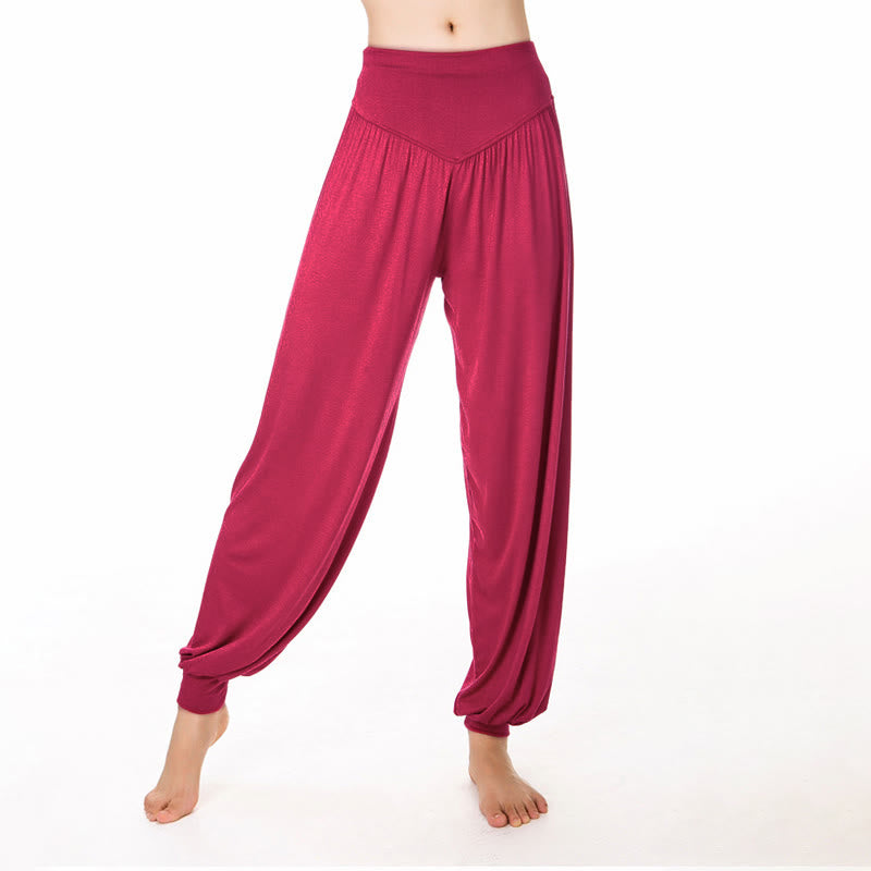 Pantaloni harem da yoga e danza in modal, tinta unita, Buddha Stones - Pomodoro - US12, UK/AU16, EU44 (3XL) - image 21