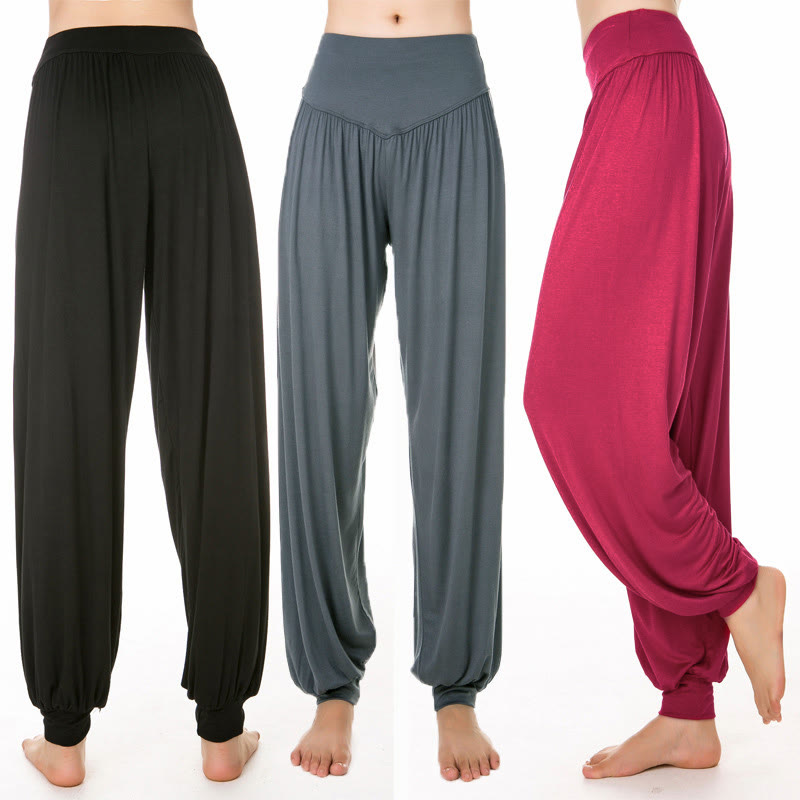Pantaloni harem da yoga e danza in modal, tinta unita, Buddha Stones - image 28